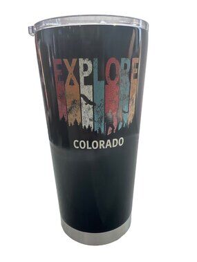 Boelter Brands Tumbler 20 oz Explore Colorado Double Wall Vacuum Insulated Black